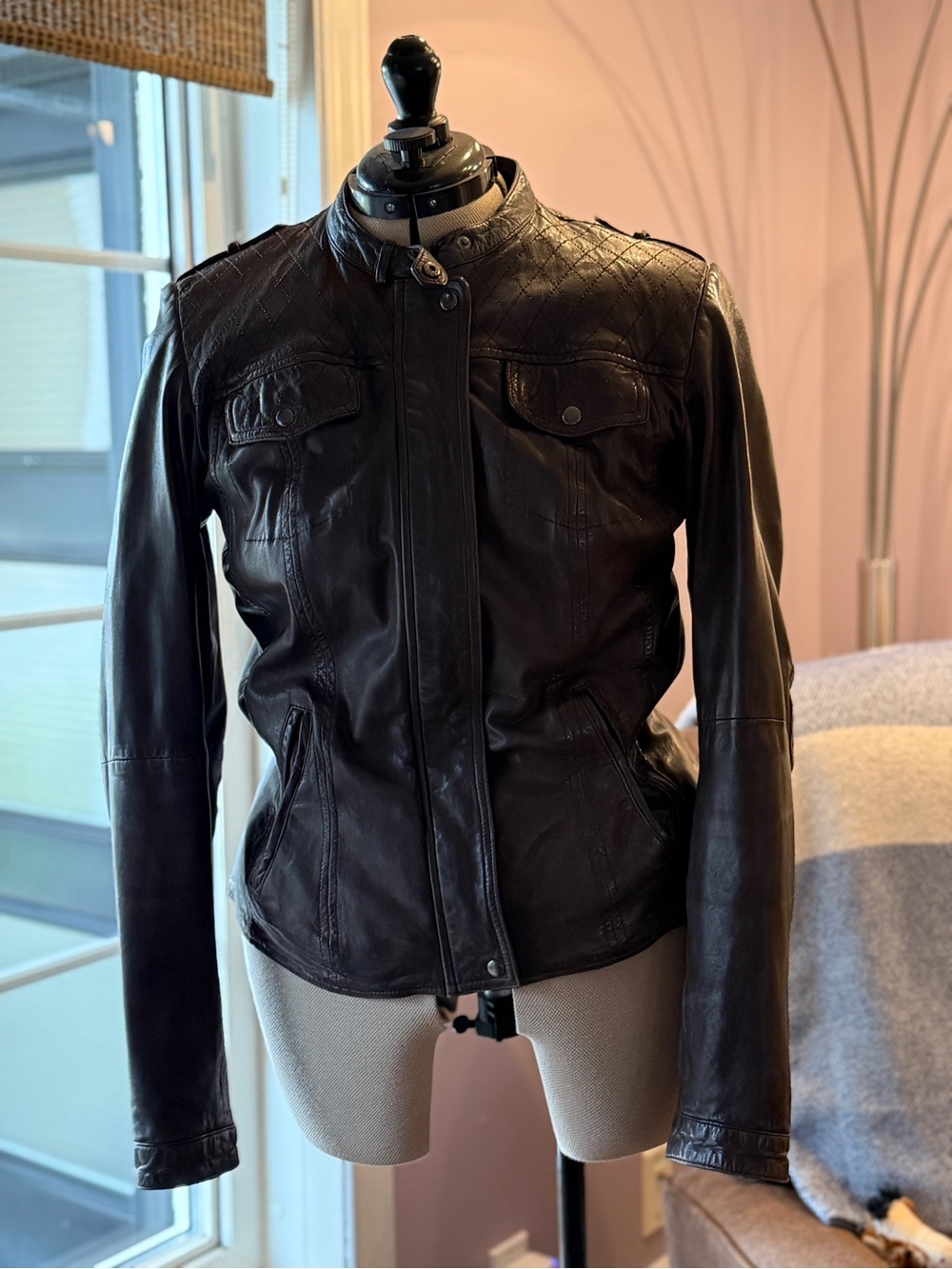 Danier Brown Moto Leather Jacket
